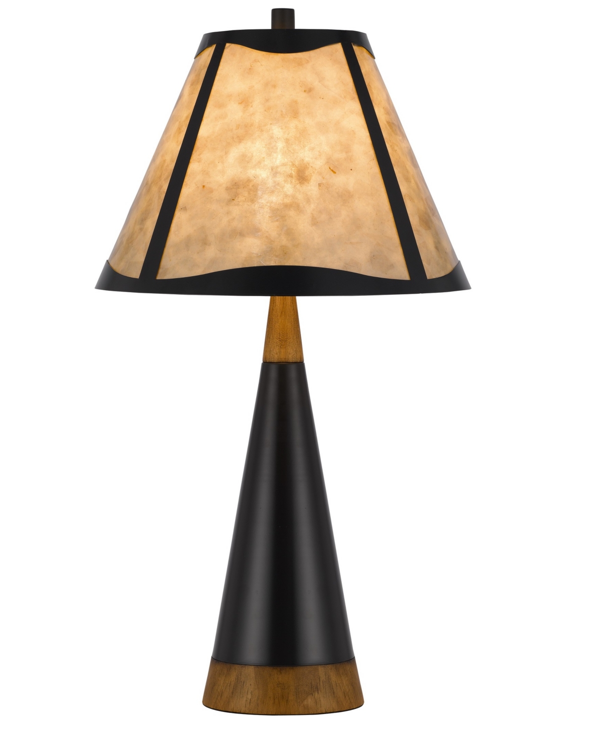 Cal Lighting 29.5" Height Metal And Wood Table Lamp With Shade In Mica,black,wood