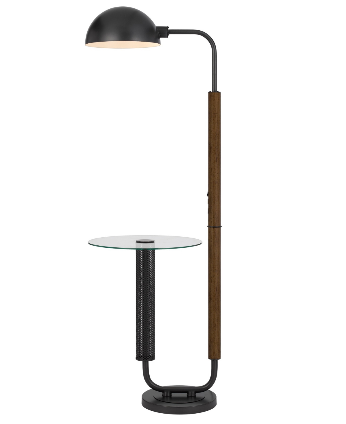 Shop Cal Lighting Keyser 63" Height Metal And Glass Floor Lamp In Oak,black