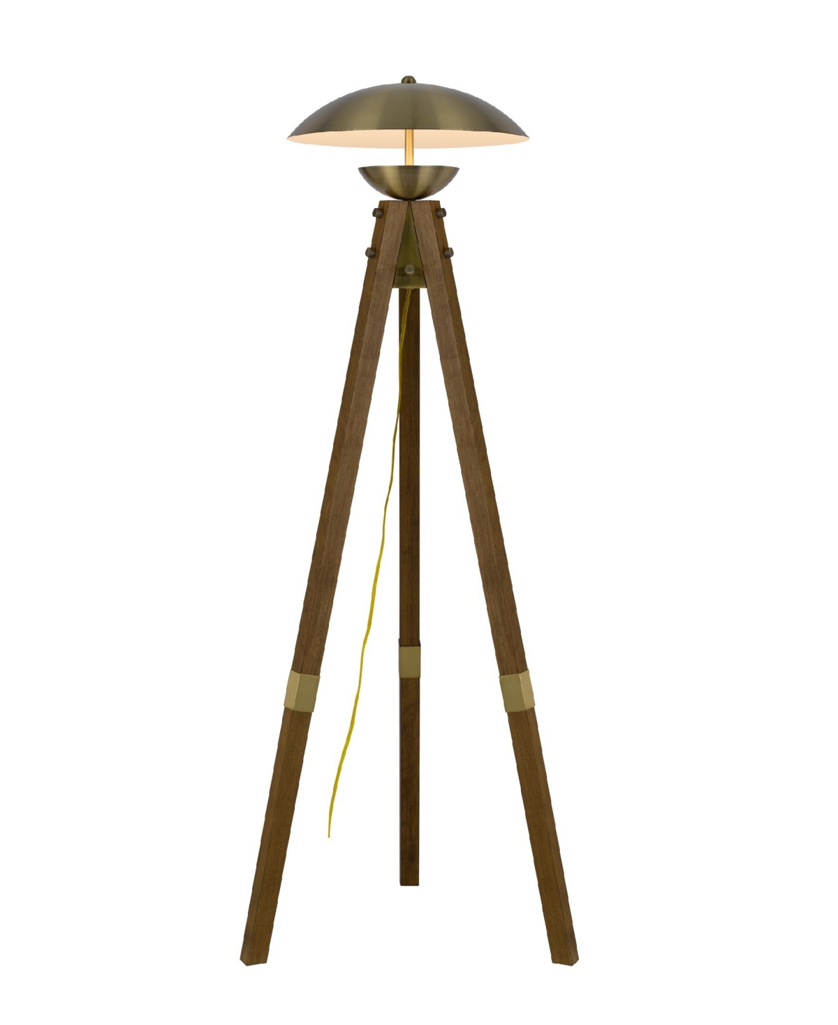 Cal Lighting Lakeland 55" Height Wood And Metal Floor Lamp In Antique Brass,wood