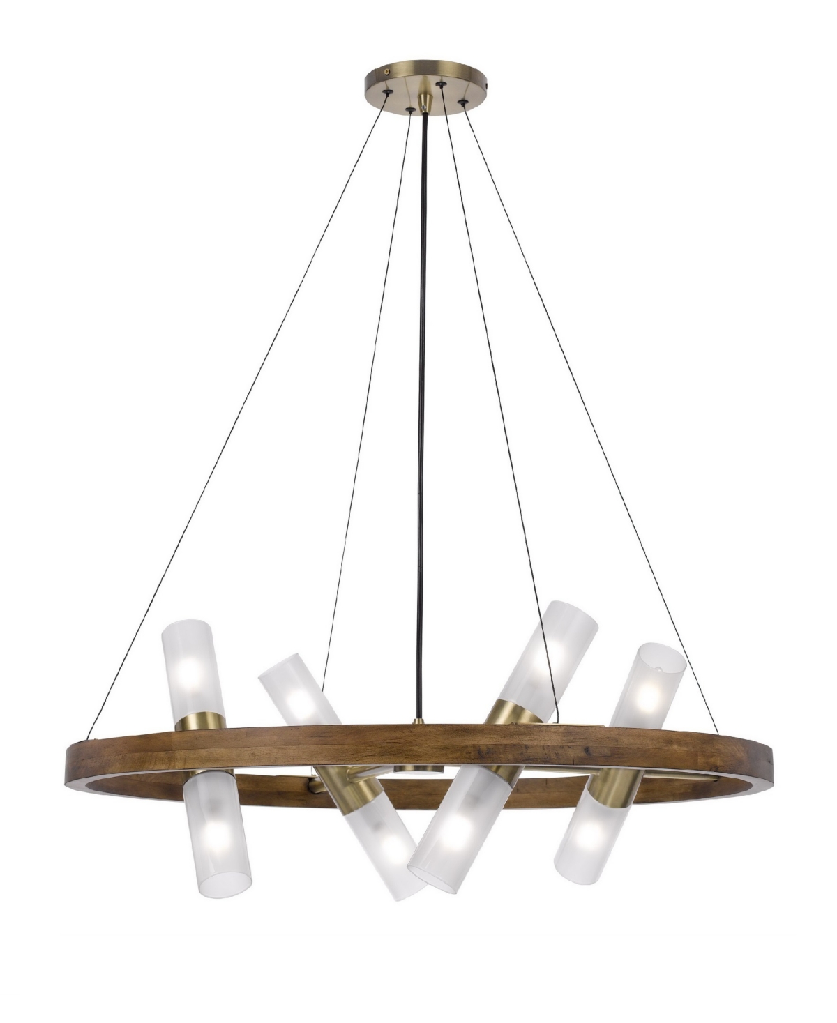 Shop Cal Lighting 13" Height Wood And Metal Chandelier In Wood,antique Brass