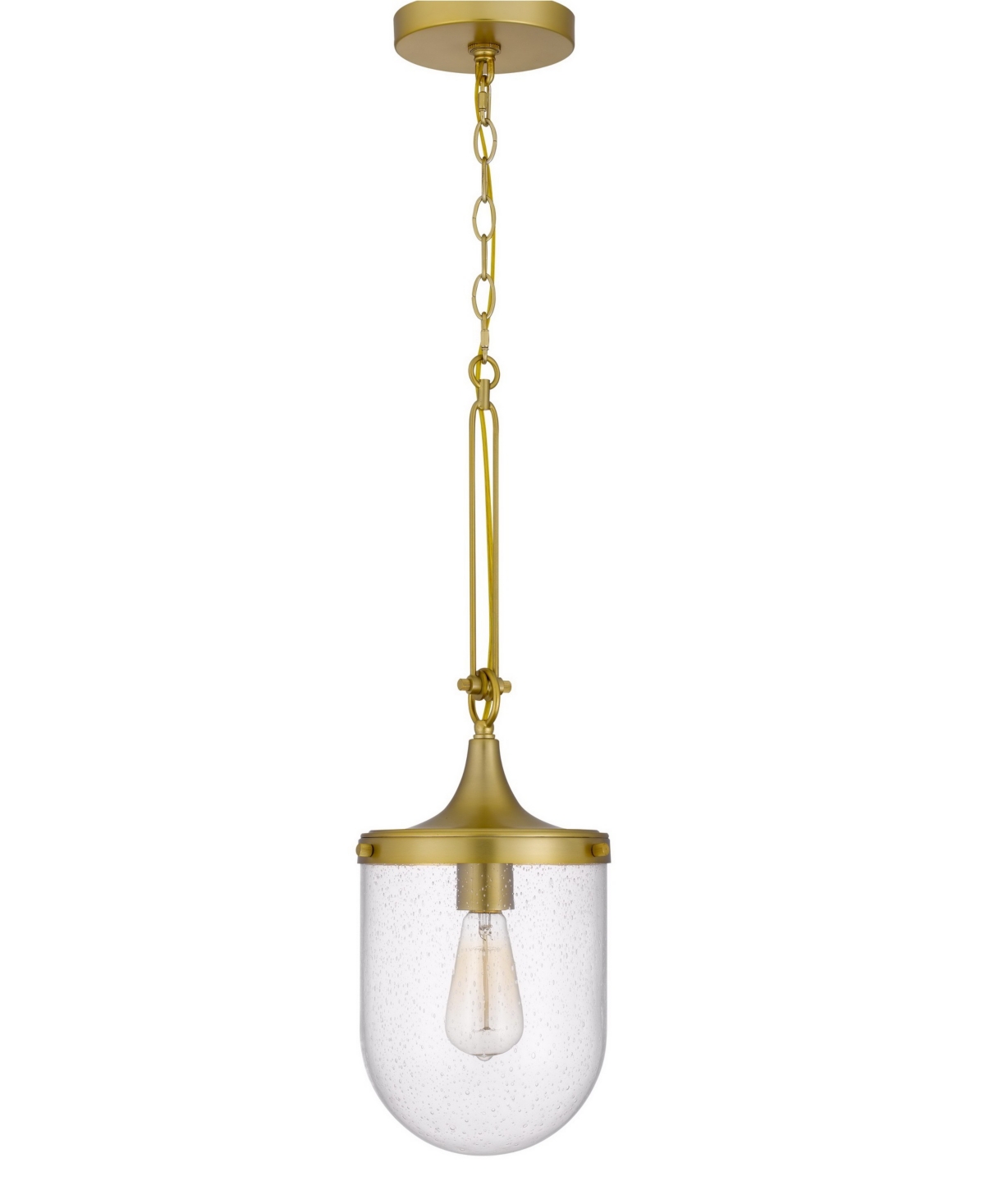Cal Lighting 26" Height Metal Pendant With Clear Bubble Glass Shade In Antique Brass