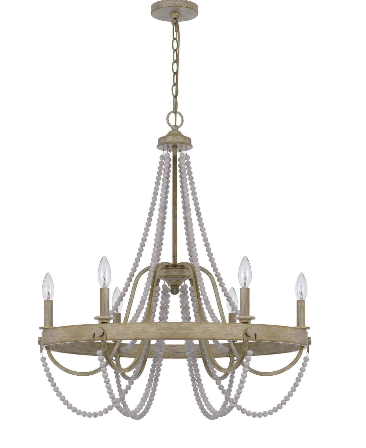 Cal Lighting Macon 32" Height Metal Chandelier In Drifted Wood,antique Silver