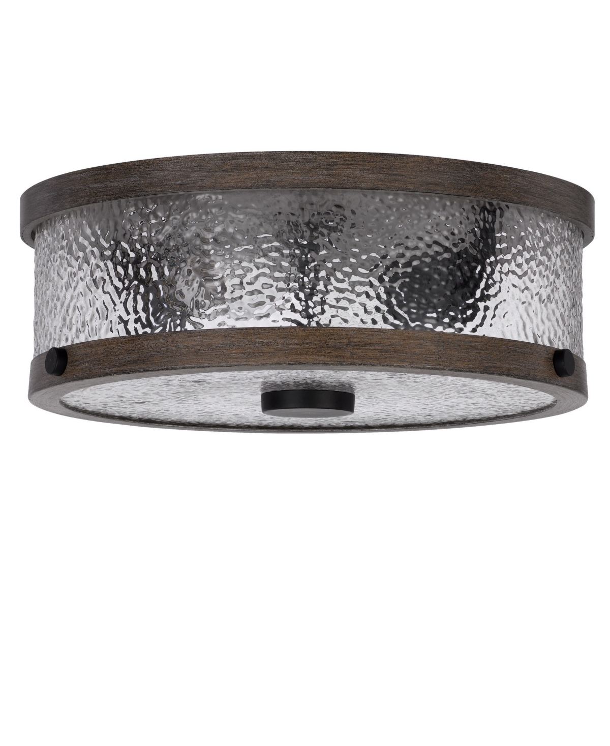 Cal Lighting Mateo 4.5" Height Metal And Glass Semi Flush Mount In Drifted Wood,pebbled Glass
