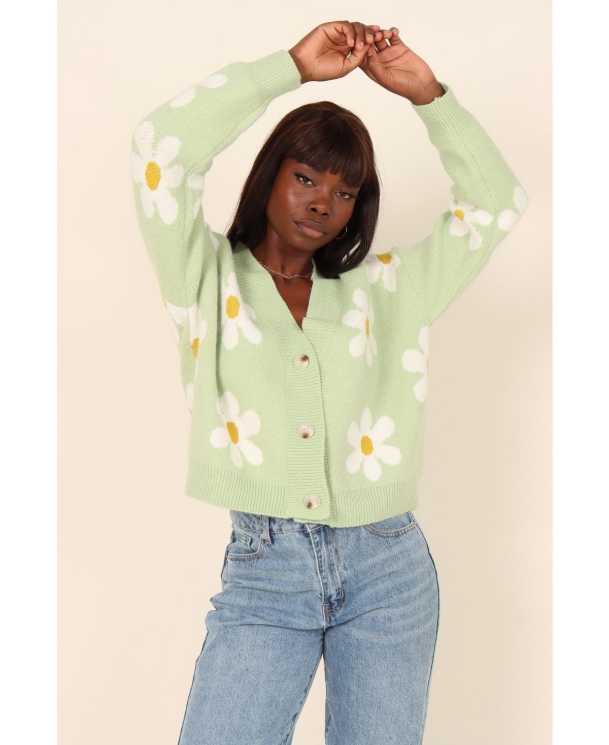 Petal And Pup Womens Daisy Cardigan Sweater In Green