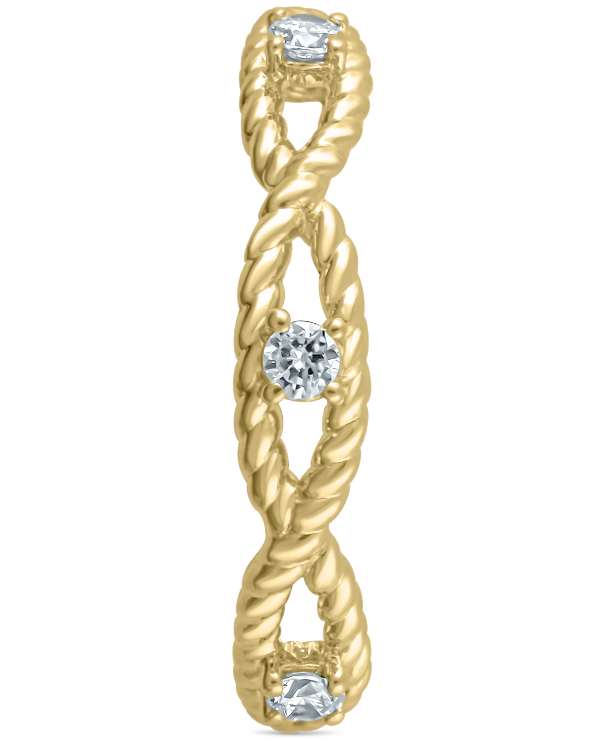 Shop Macy's Igi Certified Diamond Braided Rope Band (1/4 Ct. T.w.) In 14k Gold In Yellow Gold