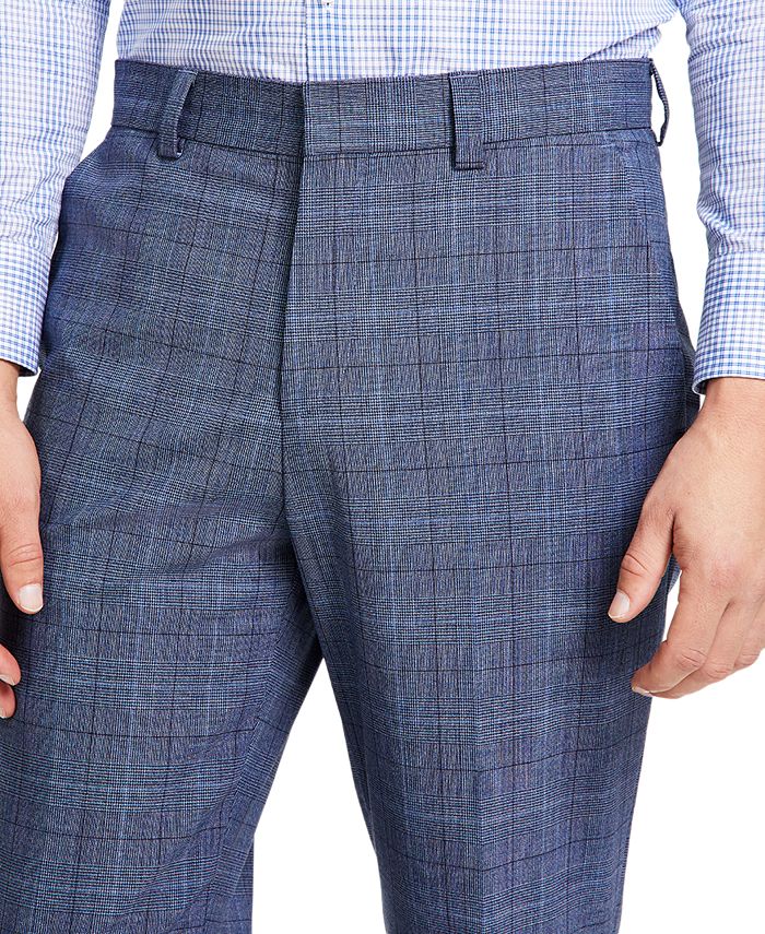 Hugo Men's Modern Fit Plaid Suit Pants Blue Size 38