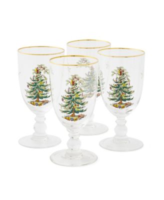 4-Piece Christmas Tree Glass Champagne Flute Set