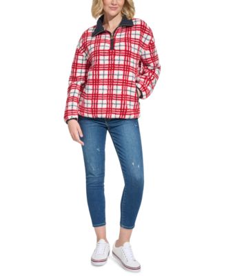 Tommy Hilfiger Women's Tartan Sherpa Quarter-Zip Jacket