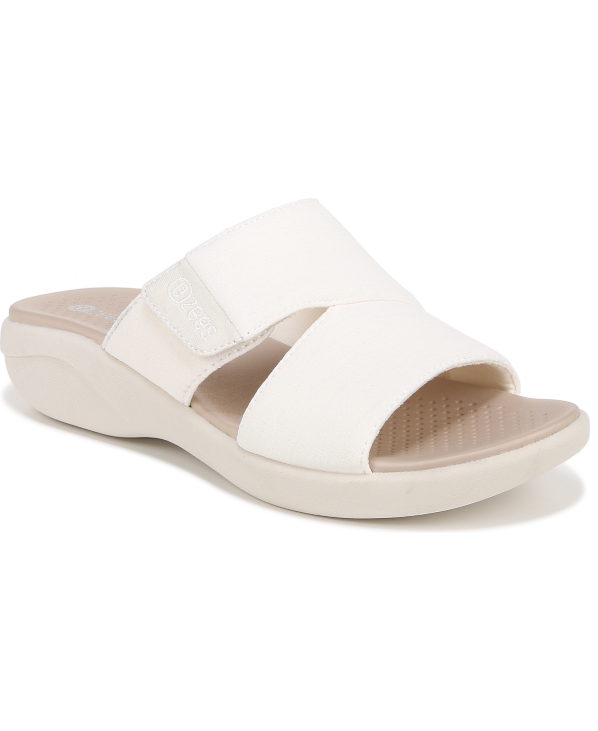 Shop Bzees Carefree Washable Slide Sandals In White Fabric