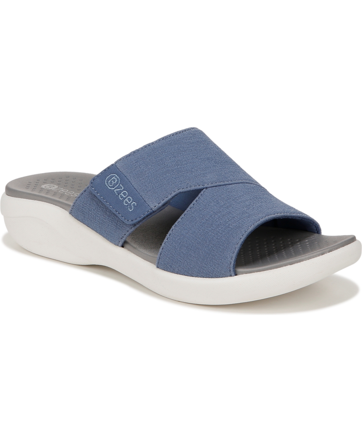 Bzees Carefree Washable Slide Sandals In Blue Fabric