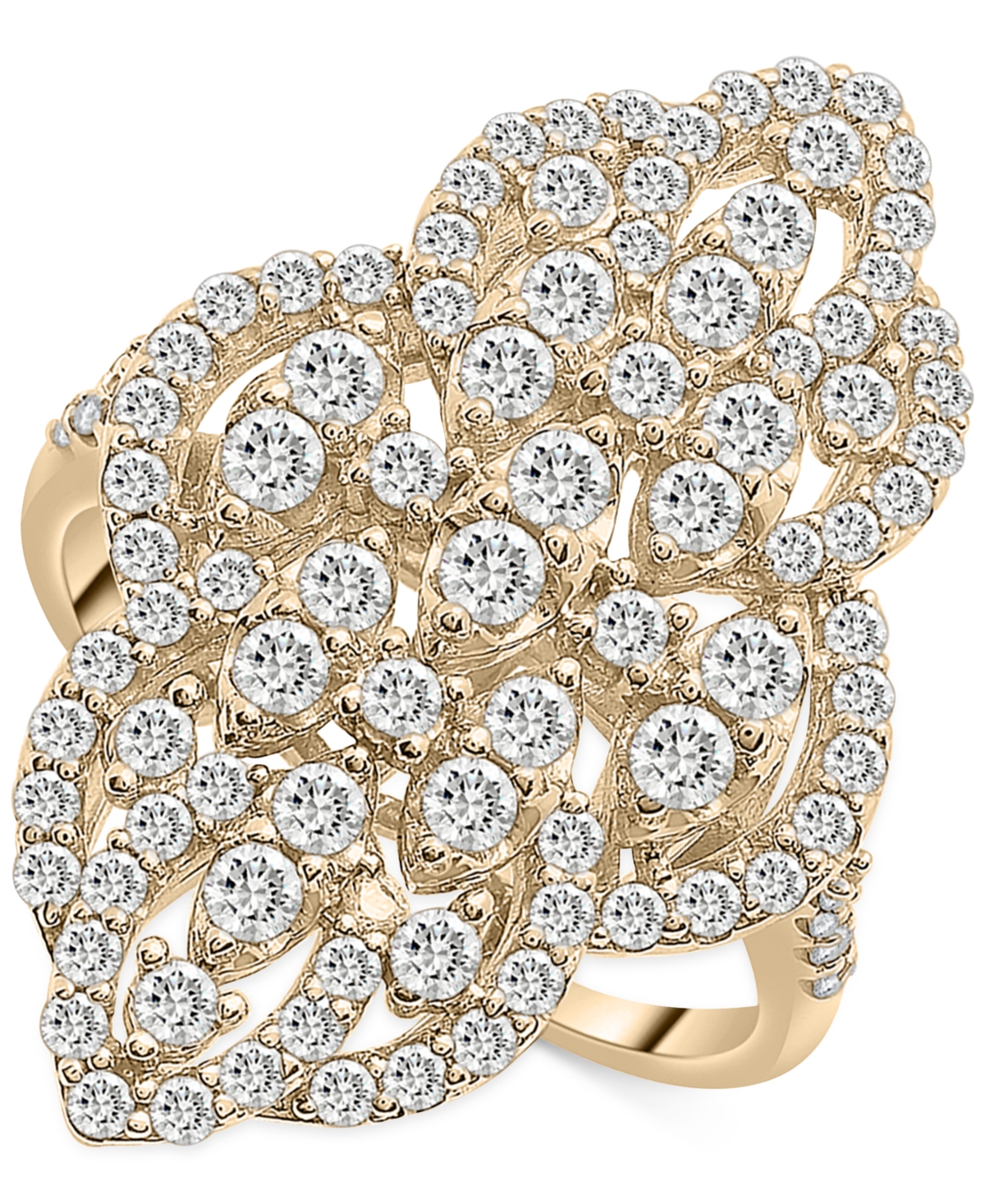 Diamond Filigree Cluster Ring (1-1/2 ct. t.w.) in 14k White Gold or 14k Yellow Gold, Created for Macy's - Yellow Gold