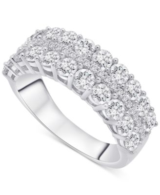 Macy's - Diamond Three Row Polished Band (2 ct. t.w.) in Platinum