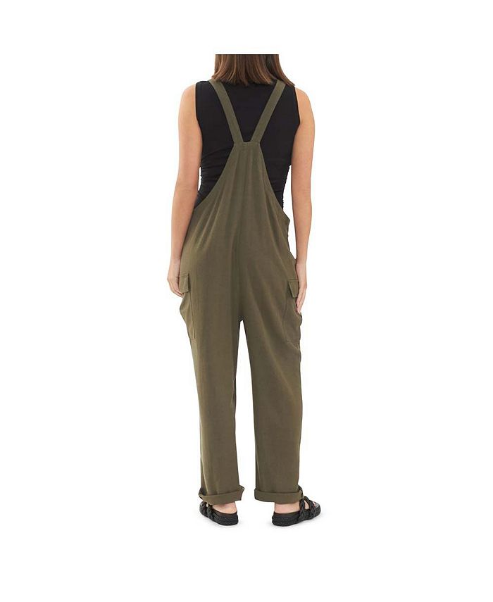 Ripe Maternity Maternity Cargo Pocket Linen Jumpsuit Olive Macy's