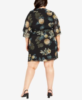 Women's Wrap Golden Floral Dress