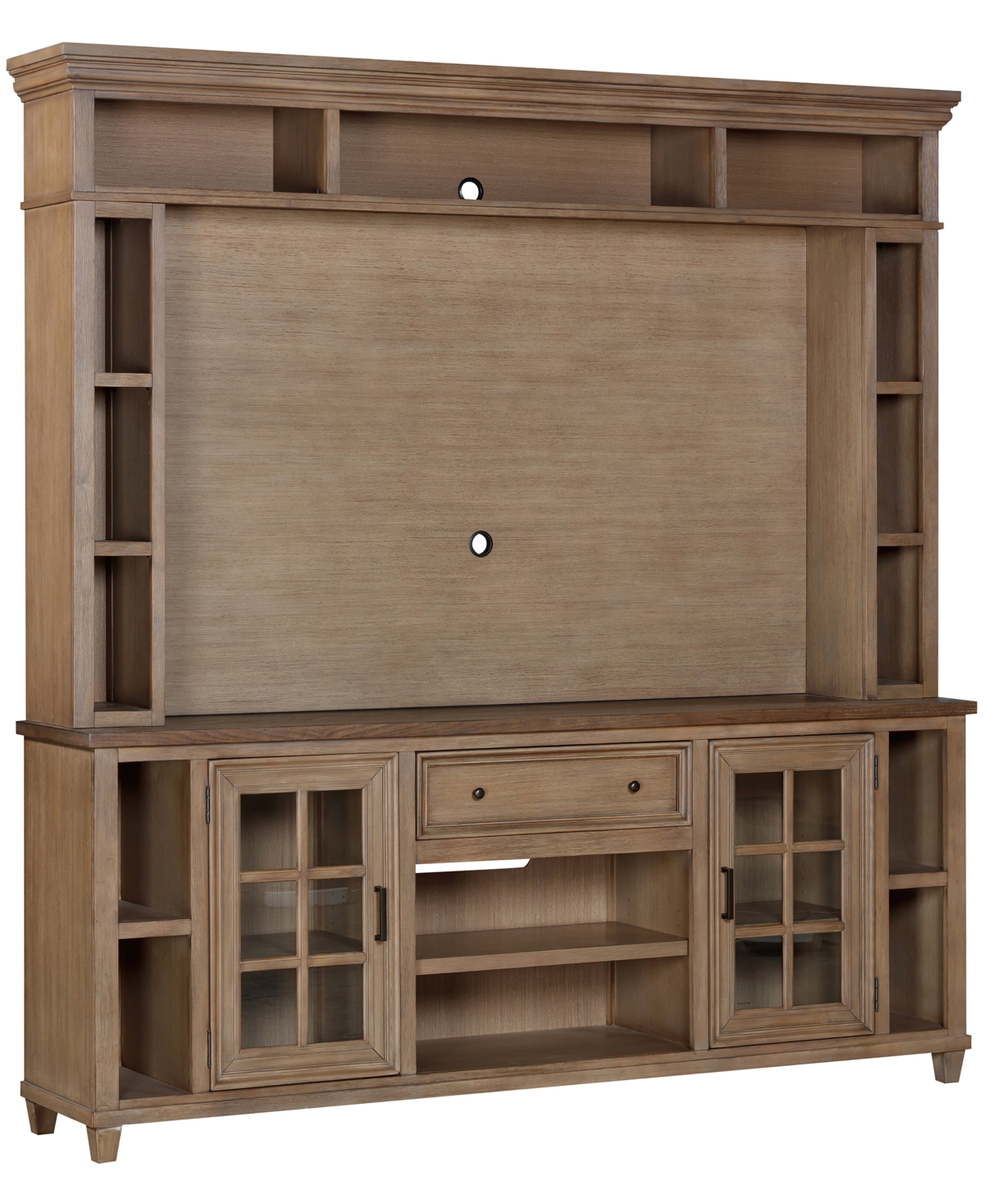 Macy's 84" Dawnwood 2pc Tv Console Set (84" Console And Hutch) In Wheat