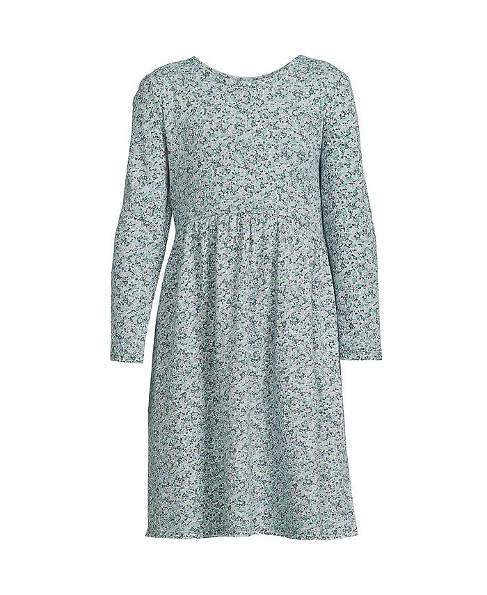 Lands End Girls Long Sleeve Gathered Waist Jersey Dress Macy s