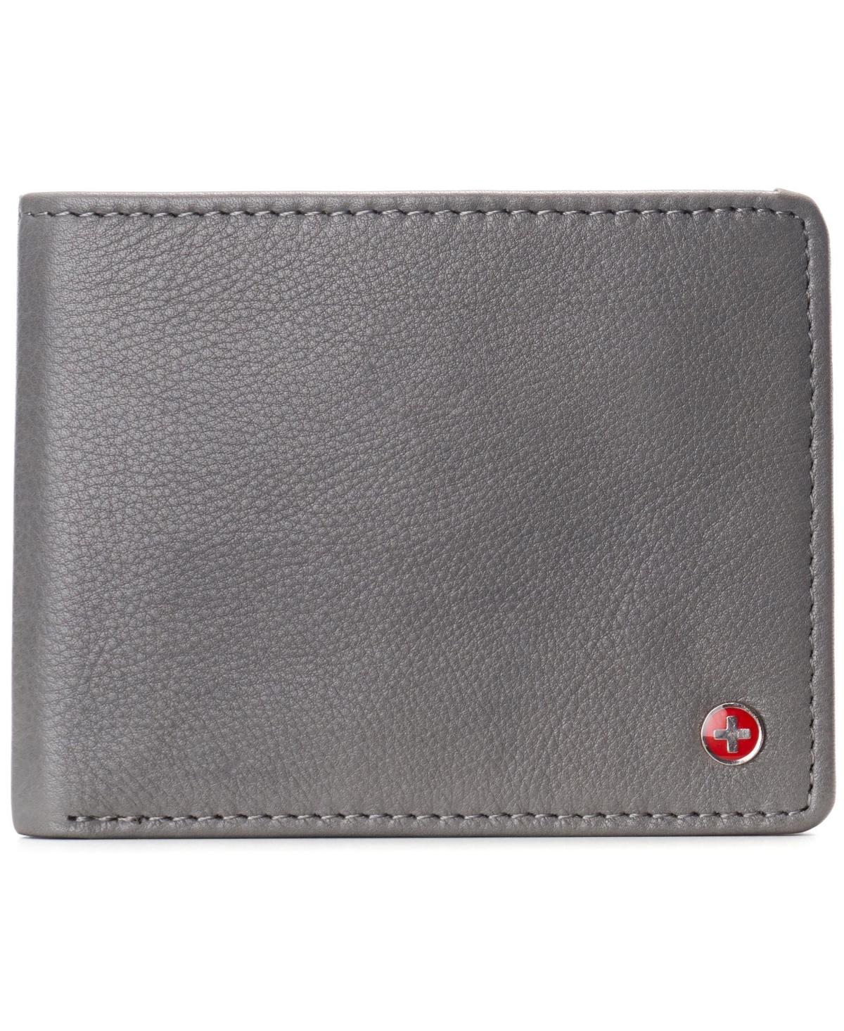 Mens Genuine Leather Passcase Bifold Wallet Rfid Safe 2 Id Windows - Black