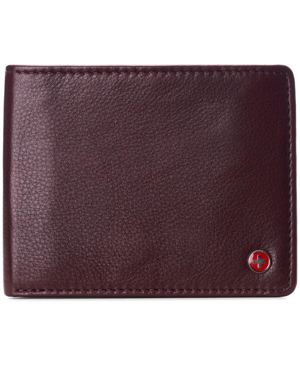 Mens Genuine Leather Passcase Bifold Wallet Rfid Safe 2 Id Windows - Black