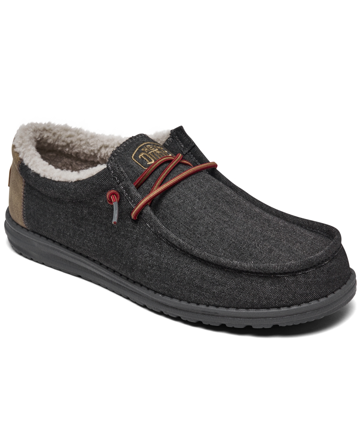 Hey Dude Men's Wally Black Shell Casual Slip-on Moccasin Sneakers From Finish Line In Dark Gray