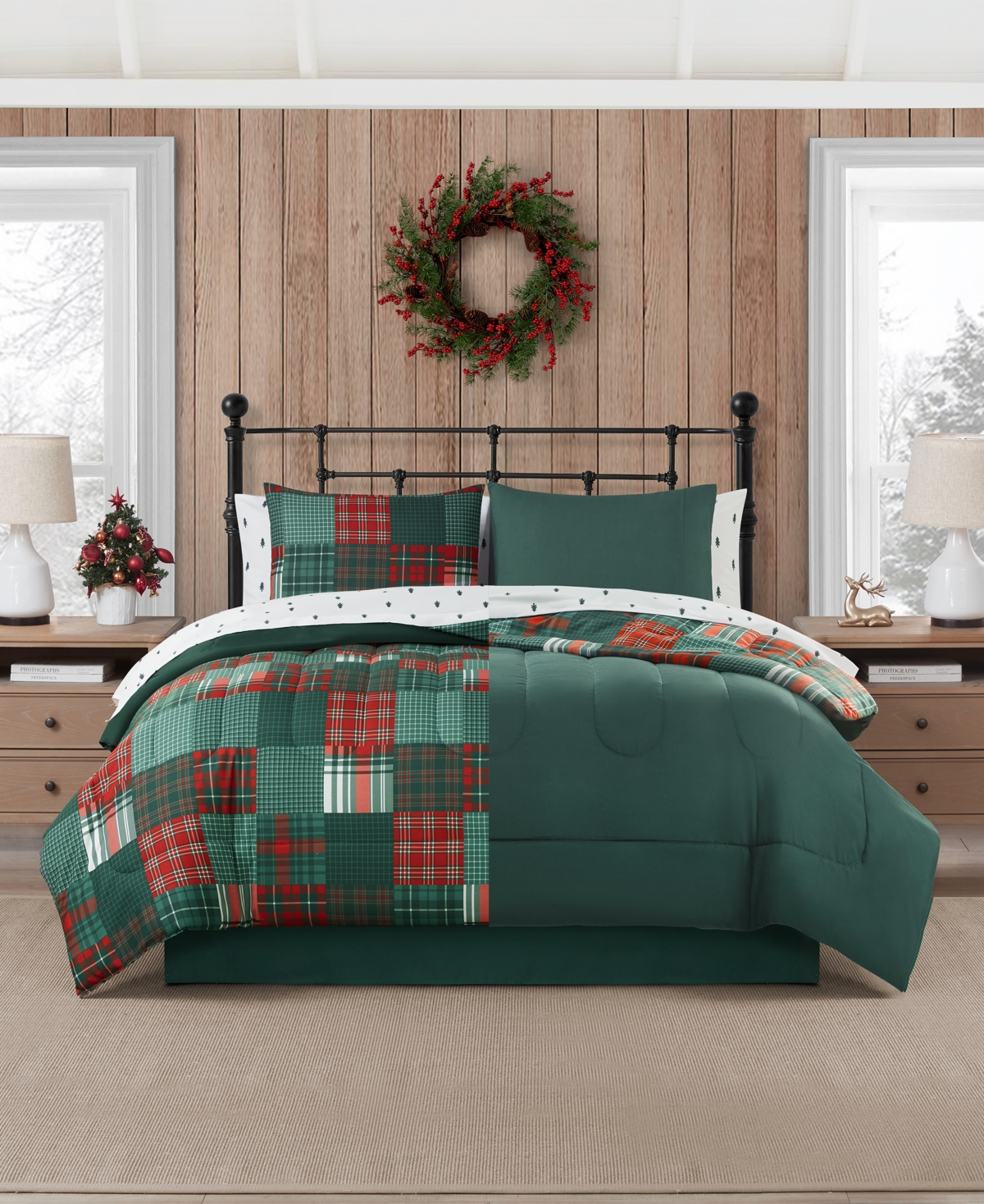 Mytex Holiday Patchwork 8-Pc. Comforter Set, Exclusively at Macy's -green