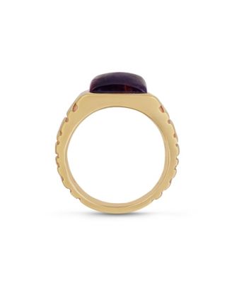 Chatoyant Red Tiger Eye Gemstone Gold Rhodium Plated Silver Men Signet Ring