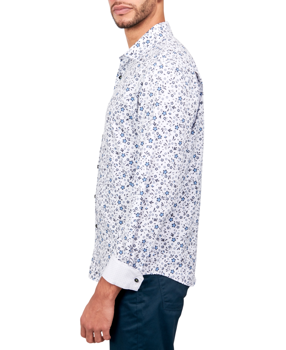Shop Society Of Threads Men's Regular-fit Non-iron Performance Stretch Floral Button-down Shirt In White