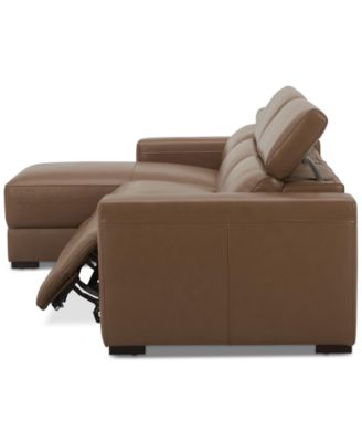 Nevio 115" 3-Pc. Leather Sectional with 2 Power Recliners, Headrests and Chaise, Created For Macy's