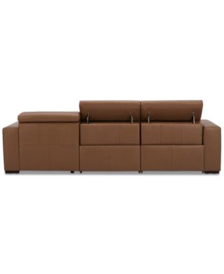 Nevio 115" 3-Pc. Leather Sectional with 2 Power Recliners, Headrests and Chaise, Created For Macy's