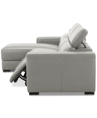 Nevio 115" 3-Pc. Leather Sectional with 2 Power Recliners, Headrests and Chaise, Created For Macy's