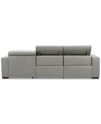 Nevio 115" 3-Pc. Leather Sectional with 2 Power Recliners, Headrests and Chaise, Created For Macy's