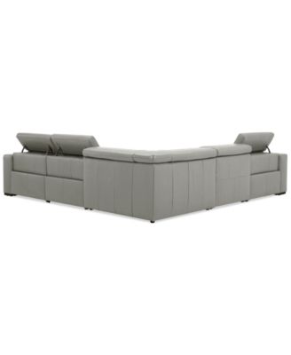 Nevio 124" 5-Pc. Leather Sectional with 3 Power Recliners and Headrests