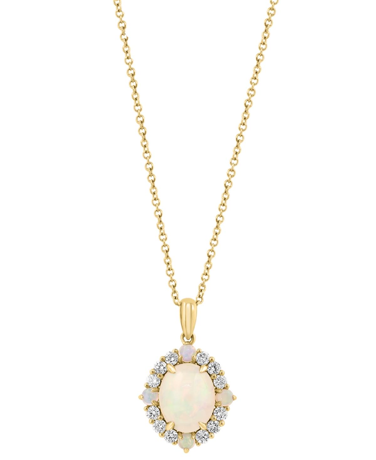 Effy Collection Effy Ethiopian Opal (2-1/8 Ct. T.w.) & Diamond (1/3 Ct. T.w.) 18" Pendant Necklace In 14k Rose Gold