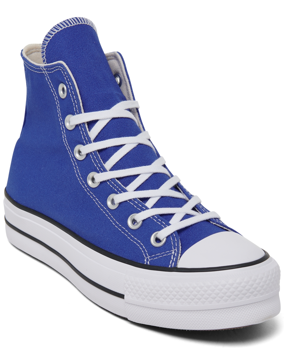 Women's Chuck Taylor All Star Lift Platform High Top Casual Sneakers from Finish Line - Blue Flame, White, Black