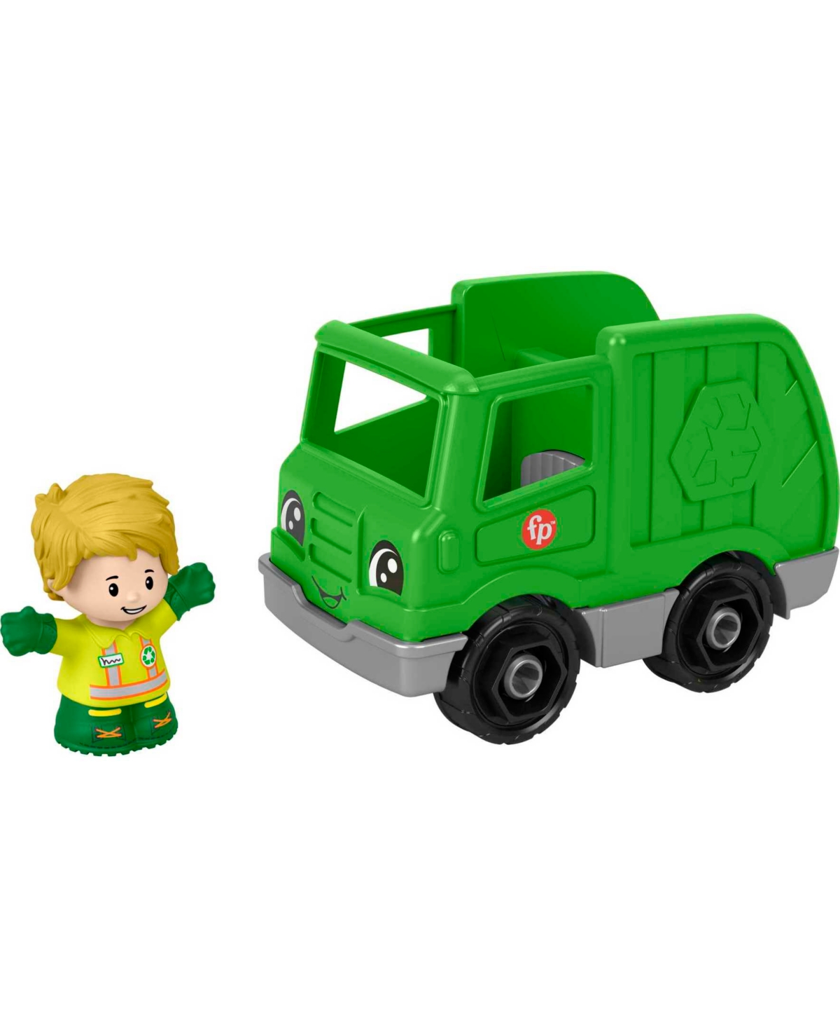Fisher Price Kids' Little People Recycle Truck And Character Figure Set For Toddlers, 2 Pieces In Multi-color