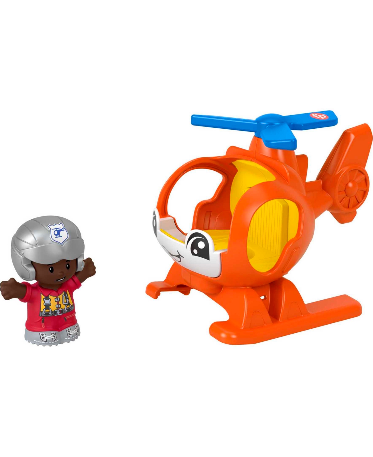 Fisher Price Kids' Little People Helicopter Toy And Pilot Figure Set For Toddlers, 2 Pieces In Multi-color