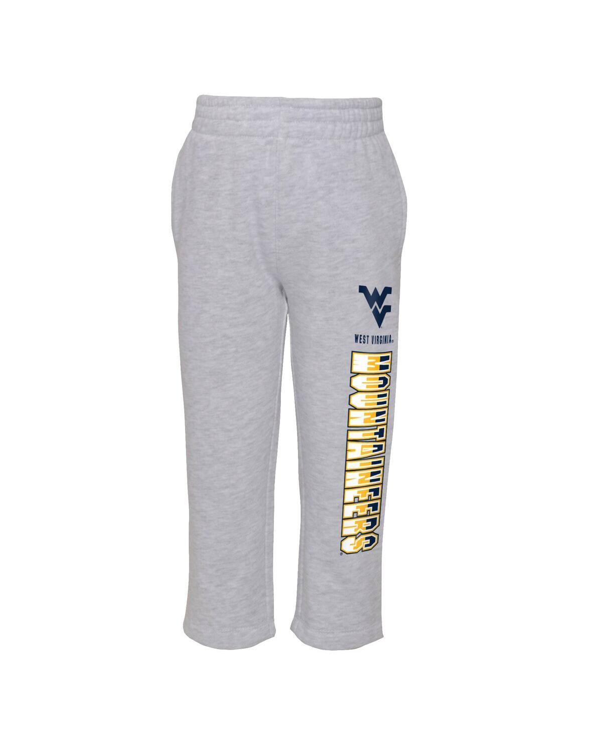 Shop Outerstuff Toddler Boys And Girls Heather Gray, Navy West Virginia Mountaineers Playmaker Pullover Hoodie And P In Heather Gray,navy