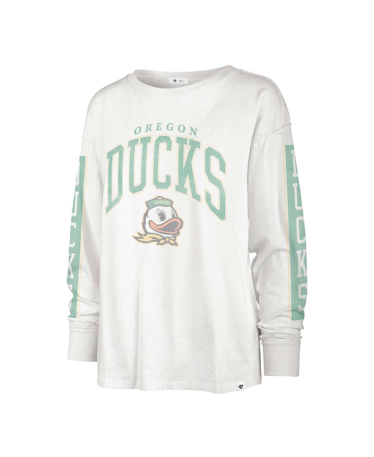 Shop 47 Brand Women's ' White Distressed Oregon Ducks Statement Soa 3-hit Long Sleeve T-shirt