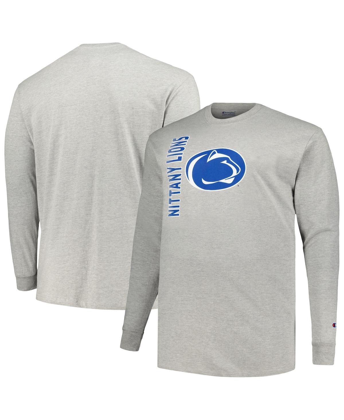 Champion Men's  Heather Gray Penn State Nittany Lions Big And Tall Mascot Long Sleeve T-shirt
