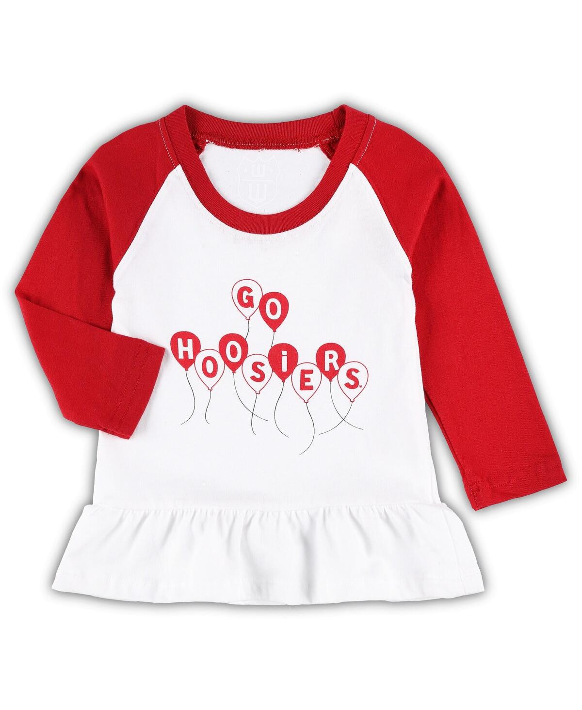 Shop Wes & Willy Girls Infant  Crimson, White Indiana Hoosiers Balloon Raglan 3/4-sleeve T-shirt And Leggi In Crimson,white