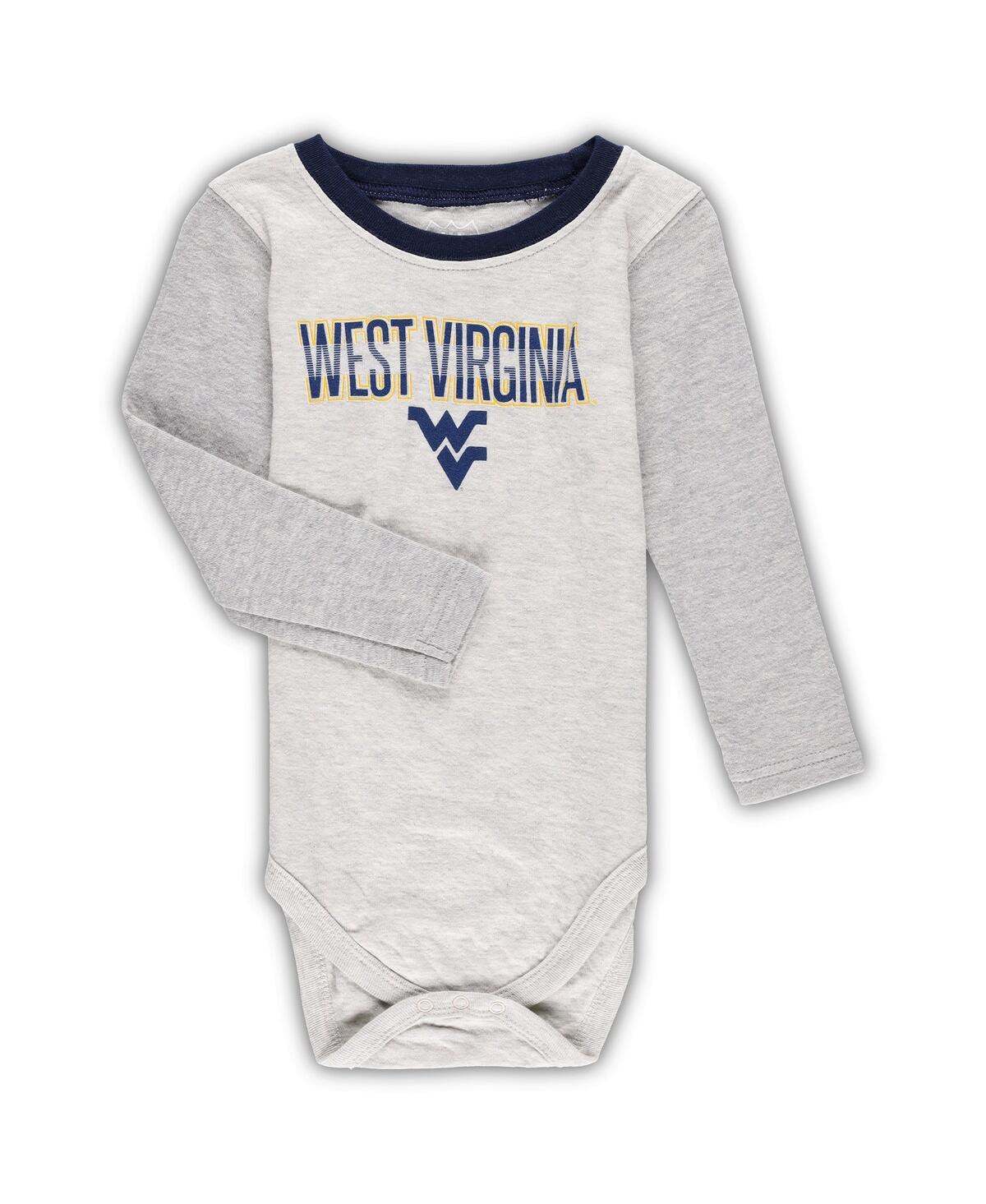 Wes & Willy Infant Boys And Girls  Heather Gray West Virginia Mountaineers Jie Jie Long Sleeve Bodysu In Heather Gray