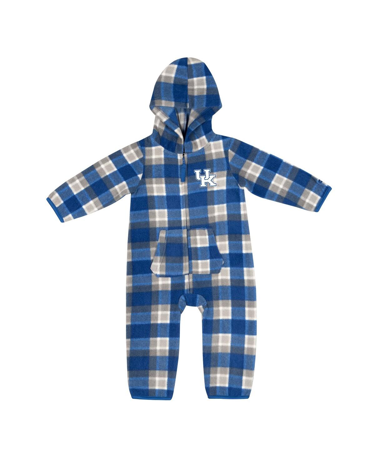 Colosseum Babies' Infant Boys And Girls  Royal, Gray Kentucky Wildcats Farays Plaid Full-zip Hoodie Jumper In Royal,gray