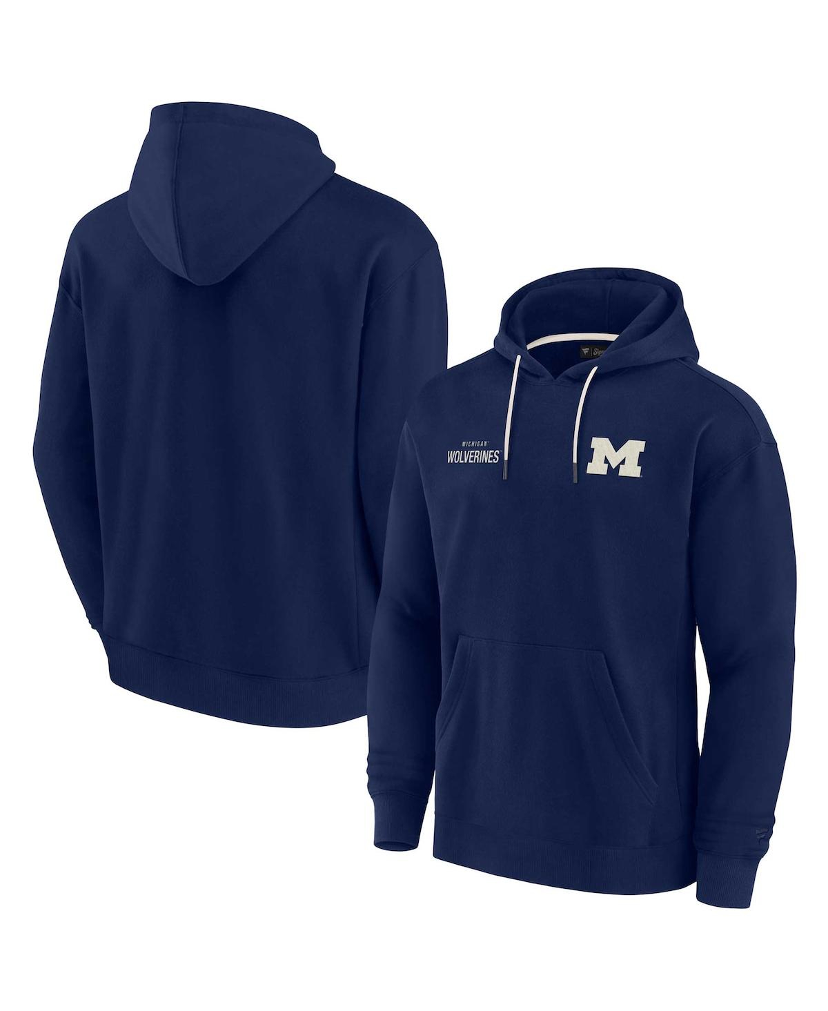 Shop Fanatics Signature Men's And Women's  Navy Michigan Wolverines Super Soft Fleece Pullover Hoodie