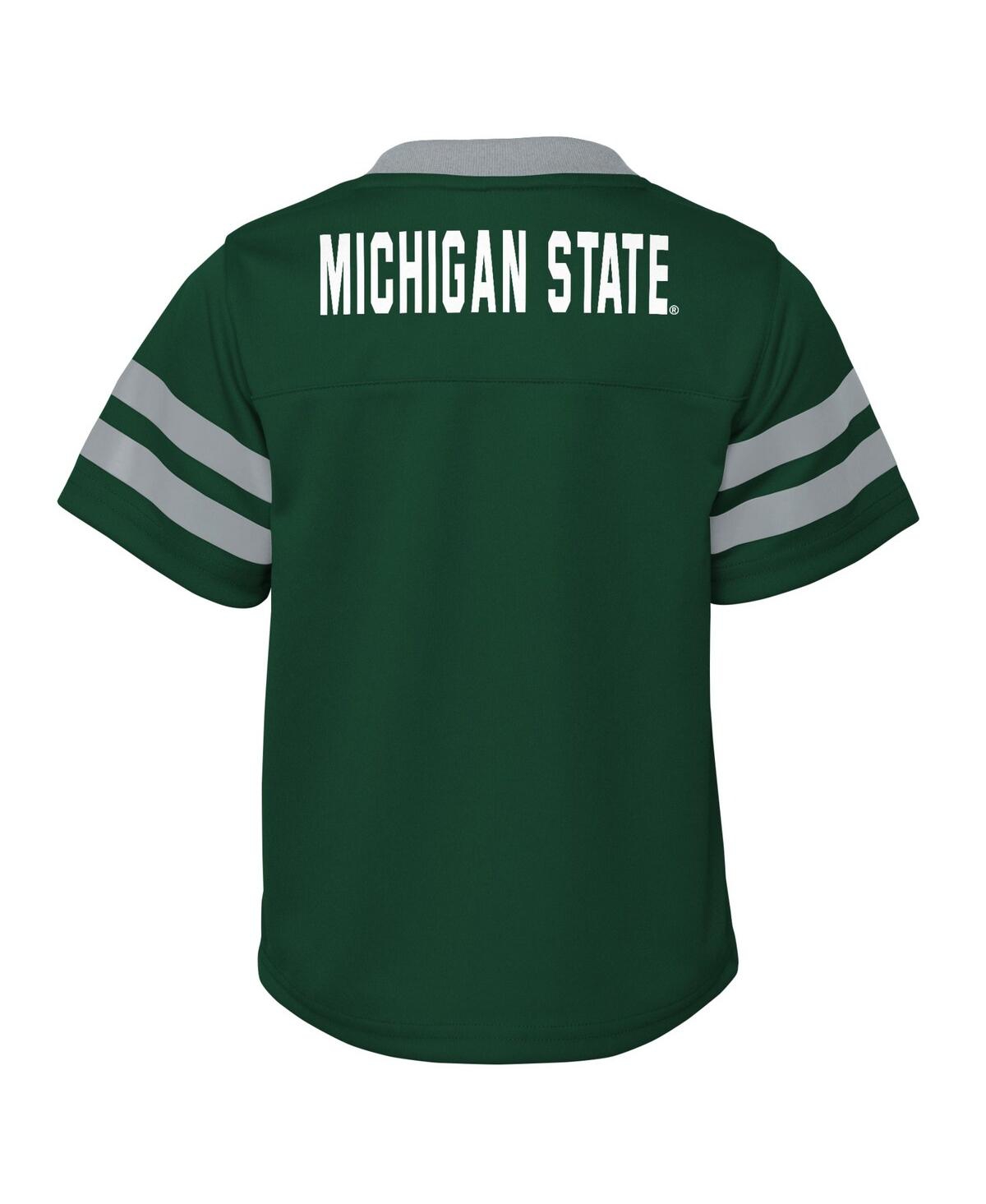Shop Outerstuff Toddler Boys And Girls Green Michigan State Spartans Two-piece Red Zone Jersey And Pants Set