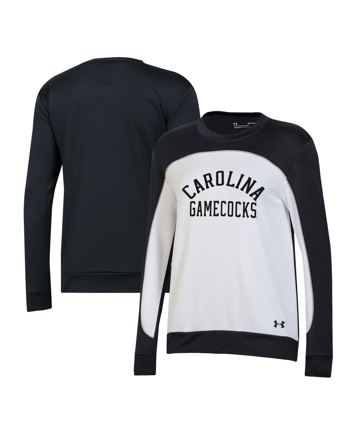 Shop Under Armour Women's  Black, White South Carolina Gamecocks Colorblock Pullover Sweatshirt In Black,white