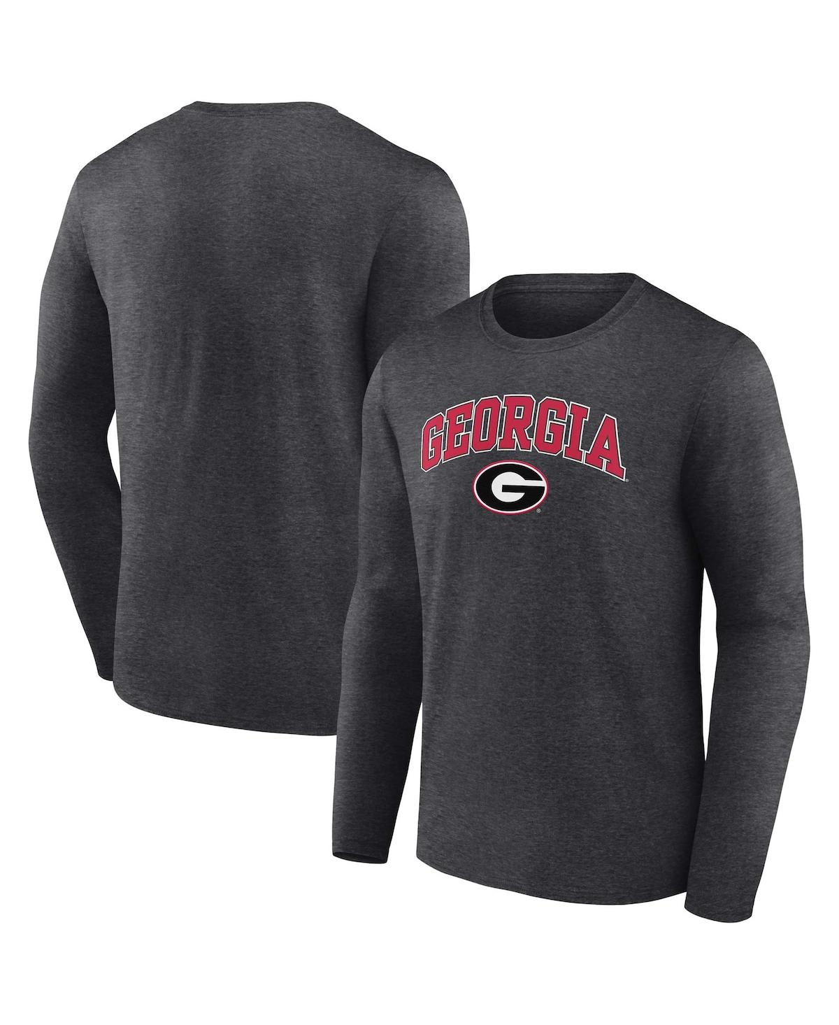 Fanatics Branded Men's Heather Gray Georgia Bulldogs Campus Long Sleeve T-shirt In Heather Charcoal
