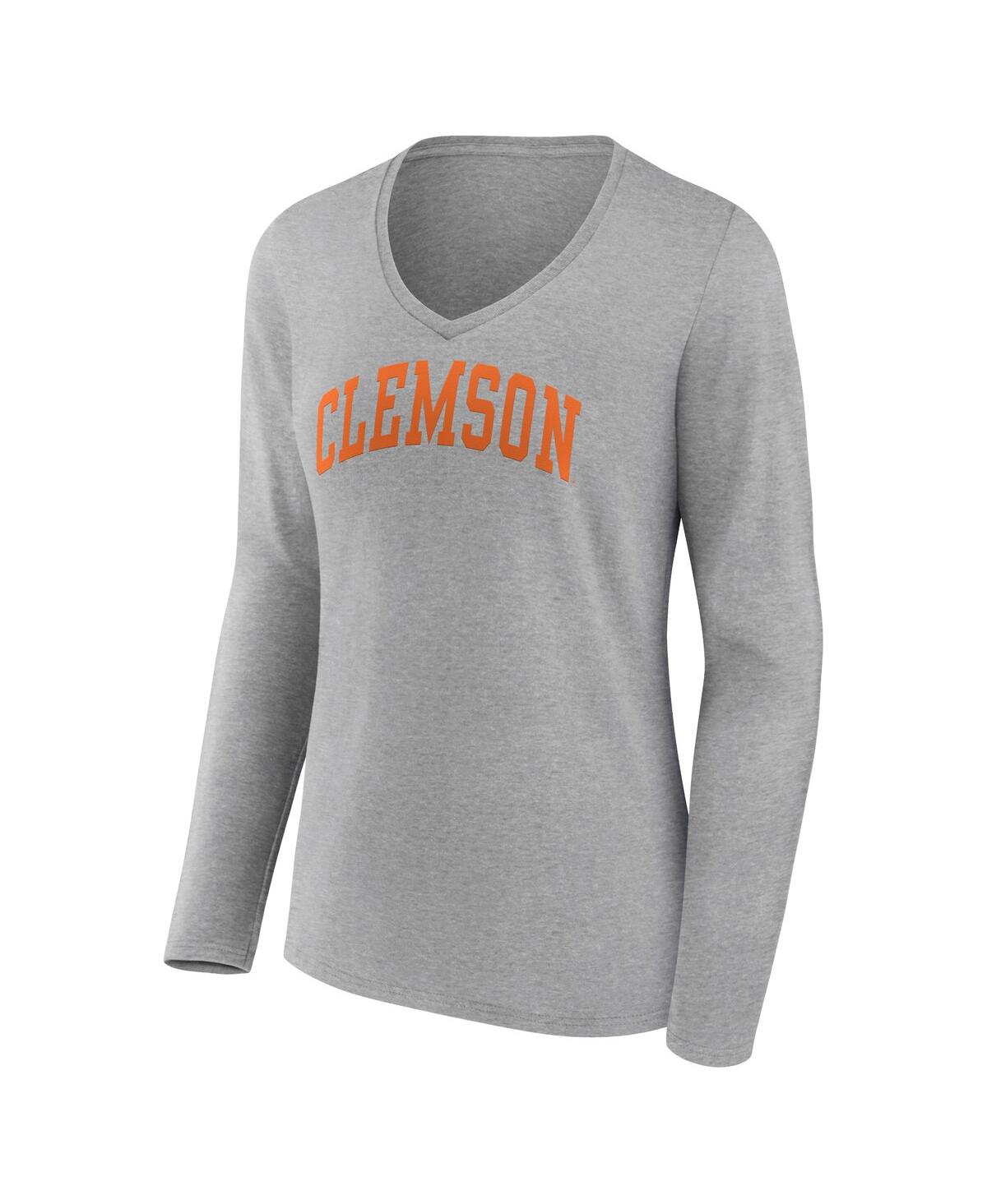 Fanatics Branded Heather Gray Tennessee Volunteers Basic Arch Long Sleeve V-neck T-shirt In Heather Gray