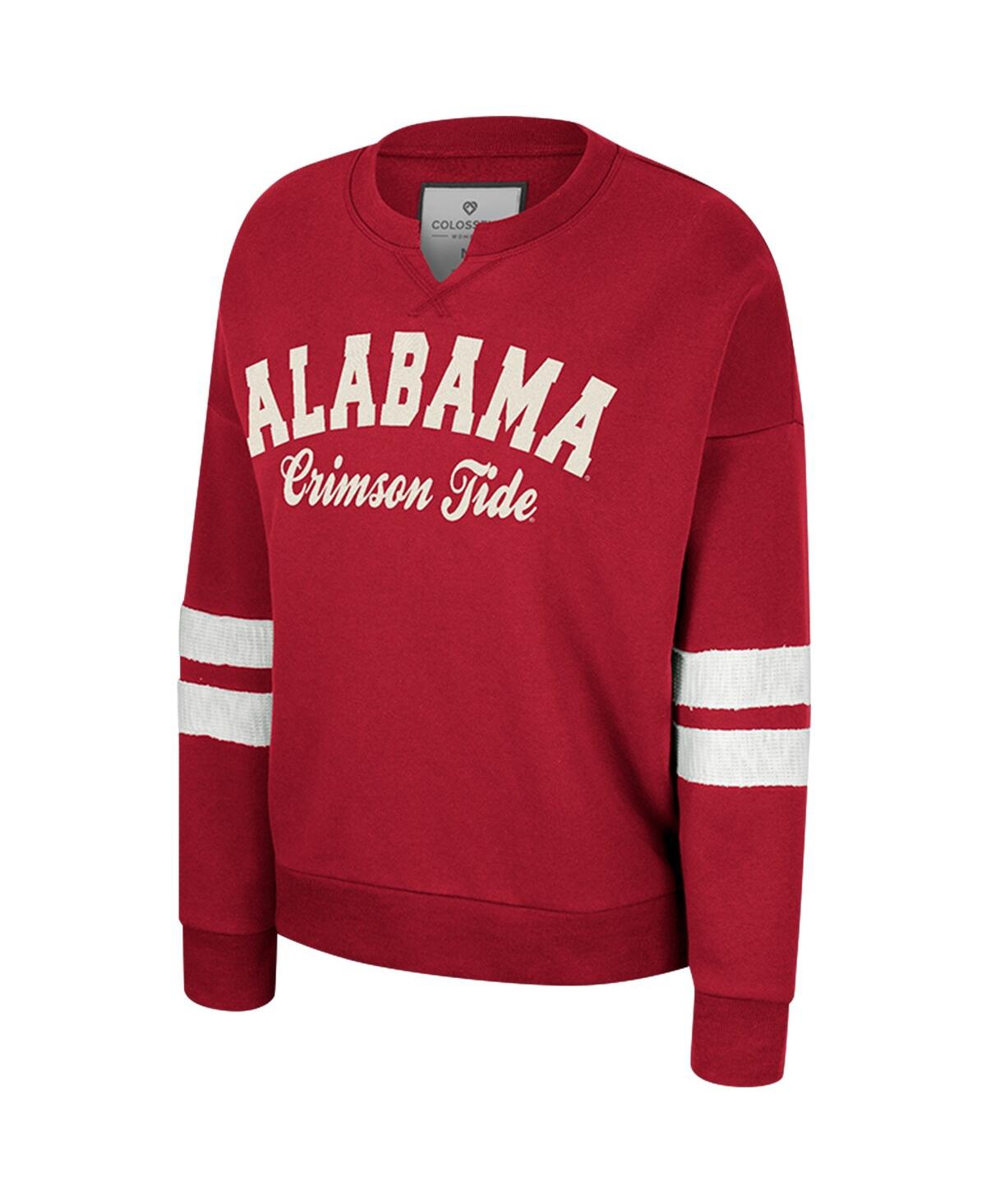 Shop Colosseum Women's  Crimson Distressed Alabama Crimson Tide Perfect Dateâ Notch Neck Pullover Sweatshi