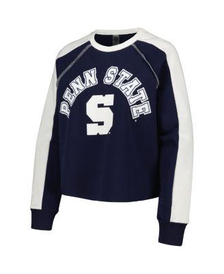 Women's Navy Penn State Nittany Lions Blindside Raglan&nbsp;Cropped Pullover Sweatshirt