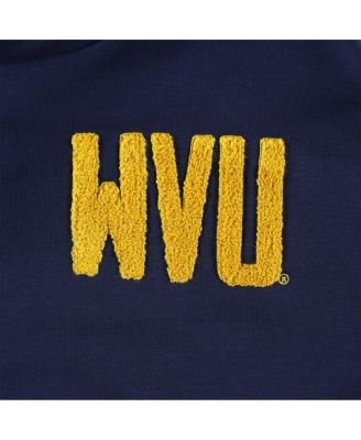 Women's Navy, Black West Virginia Mountaineers Matchmaker Diagonal Cowl Pullover Hoodie