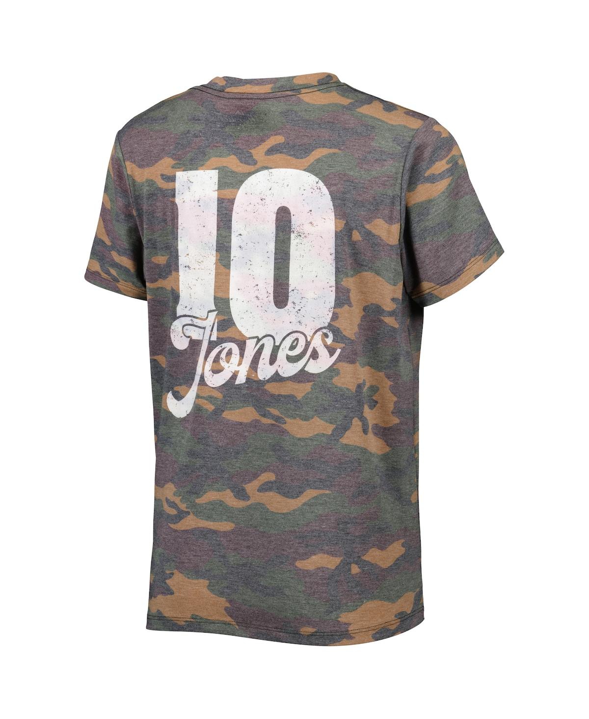 Shop Majestic Women's  Threads Mac Jones Camo Distressed New England Patriots Name And Number V-neck T-shi